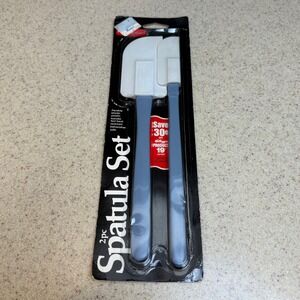 NEW Vintage 1987 Rubbermaid 2pc Spatula Set Light Blue/White Made in USA Sealed